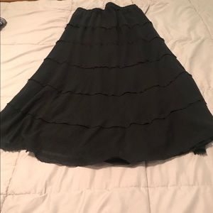 Tiered Black skirt. Mid-calf length